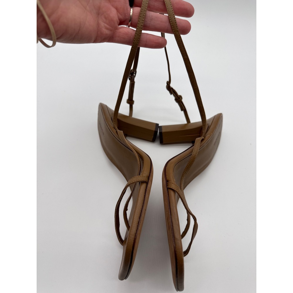 Vince Qiana Ankle Strap Sandal Dark Walnut Leather Square Toe Block Heel Brown - Picture 10 of 16